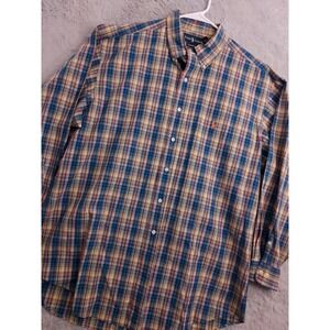 Vintage Polo Ralph Lauren Shirt Mens 2XL XXL Madras Plaid Colorful Oxford Preppy